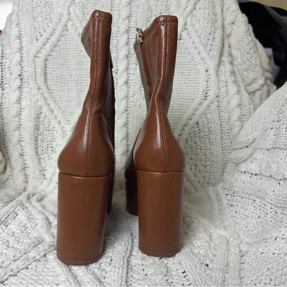 Larroude Miso Platform Boot Camel Stretch Leather Size 7 - Picture 4 of 7